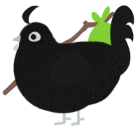 A black and sable chicken with a double-lace pattern
