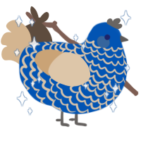 A ultramarine and beige chicken with a lace pattern