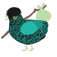 笑顔, a sable and turquoise chicken with a double-lace pattern
