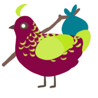 A maroon and lime chicken with a half-lace pattern
