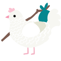 A white chicken with a lace pattern