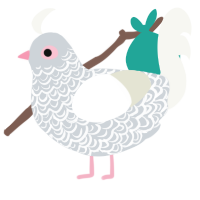 A mist and white chicken with a double-lace pattern