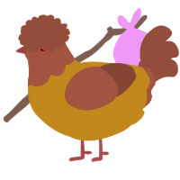 A ochre and russet chicken with a head pattern