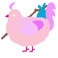 A rose and lavender chicken with a half-lace pattern