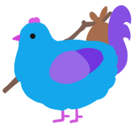 A sky and blurple chicken