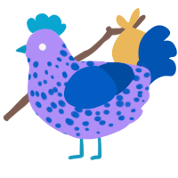 A lilac and ultramarine chicken with a speckle pattern