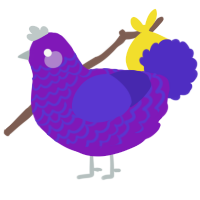 A violet and indigo chicken with a lace pattern