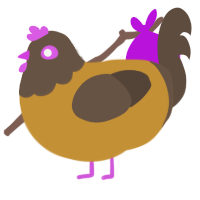 A gold and bark chicken with a head pattern