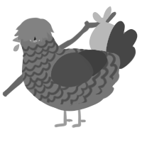Noir, a amethyst and maroon chicken with a lace pattern