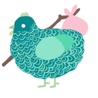 A teal and mint chicken with a double-lace pattern