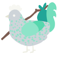 A mist and mint chicken with a speckle pattern