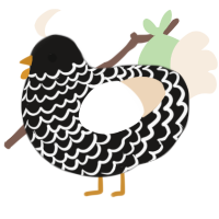 A sable and cream chicken with a lace pattern