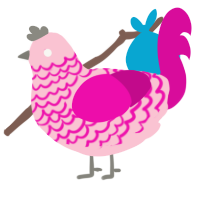 A rose and fuchsia chicken with a lace pattern