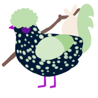 A tumblr and gluppy chicken with a speckle pattern