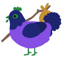 A blurple and navy chicken with a head pattern