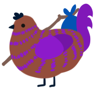 A russet and violet chicken with a bar pattern