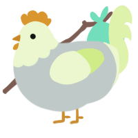 Pyrite, a silver and apple chicken with a head pattern