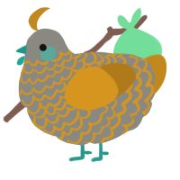 A ash and ochre chicken with a lace pattern