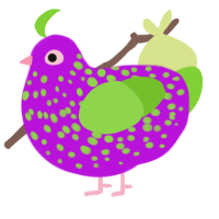 A amethyst and grass chicken with a speckle pattern