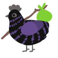 A black and overcast chicken with a bar pattern