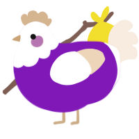 A violet and cream chicken with a head pattern