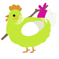 A lime and white chicken with a neck-band pattern