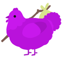 A amethyst chicken with a head pattern