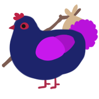 A navy and amethyst chicken