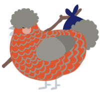 A vermilion and ash chicken with a lace pattern