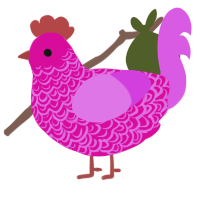 A fuchsia and orchid chicken with a double-lace pattern