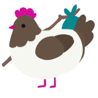 A white and bark chicken with a head pattern
