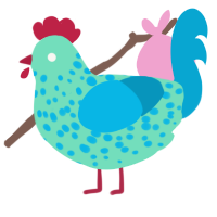A mint and cerulean chicken with a speckle pattern