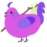 A orchid and blurple chicken with a neck-band pattern