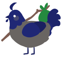 A grey and navy chicken with a head pattern