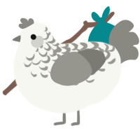 A white and ash chicken with a half-lace pattern