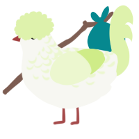 A white and apple chicken with a half-lace pattern