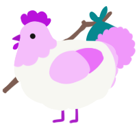 A white and lavender chicken with a head pattern