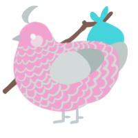 A pink and silver chicken with a lace pattern