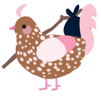 A brown and rose chicken with a speckle pattern