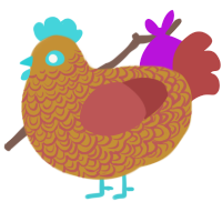 A gold and red chicken with a double-lace pattern
