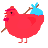 A crimson chicken