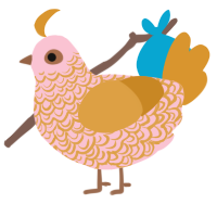 A rose and orange chicken with a double-lace pattern