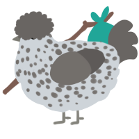 A mist and grey chicken with a speckle pattern