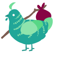 A turquoise and spring chicken with a half-bar pattern