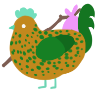 Prince Charming, a ochre and leaf chicken with a speckle pattern