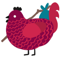 A maroon and crimson chicken with a lace pattern