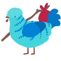 A aqua and sapphire chicken with a half-bar pattern