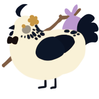 A cream and tumblr chicken with a neck-speckle pattern