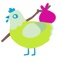 A lime and gluppy chicken with a head pattern