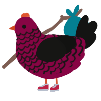 A maroon and black chicken with a lace pattern
